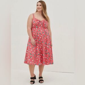 Torrid Midi Poplin Coral/cupcake print Size 3 Dress *BUNDLE 30% DISCOUNT!!!!*